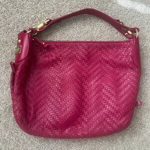 Elegant Red Woven Hobo Bag